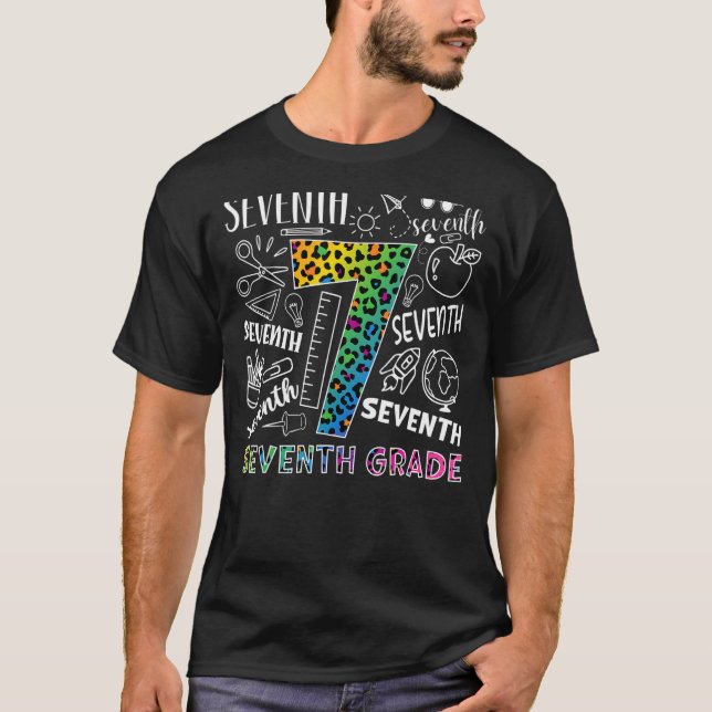 T-shirt Équipe de typographie de 7e année Leopard (Devant)