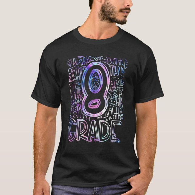 T-shirt Équipe de typographie de 8e année Enseignant de pr (Devant)