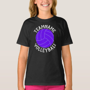T-shirt Équipe de volley-ball violet, Joueuse et nombre de