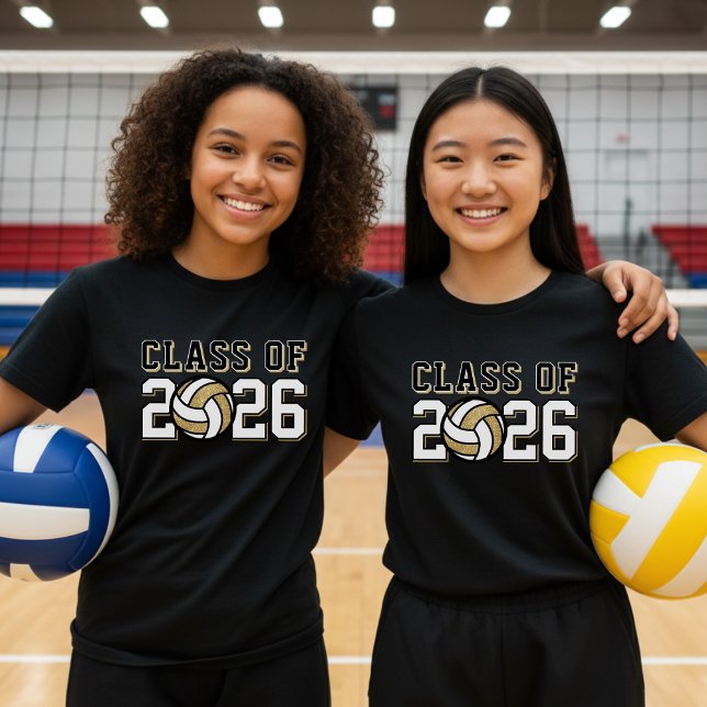T-shirt Équipe De Volleyball Classe De Graduation D'Or (Volleyball Team Roster Graduation Class Of Gold T-Shirt
)