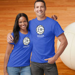 T-shirt Équipe de volleyball personnalisée, Nom et numéro<br><div class="desc">Cette conception personnalisée de volleyball comprend un dessin noir et blanc de volleyball, le numéro de maillot de votre joueur et votre texte personnalisé - nom du joueur, nom de l'entraîneur, nom de l'équipe, etc. Vous pouvez également customiser la couleur arrière - plan pour correspondre aux couleurs de votre équipe...</div>