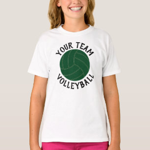 T-shirt Équipe de volleyball vert pour filles, Nom et numé
