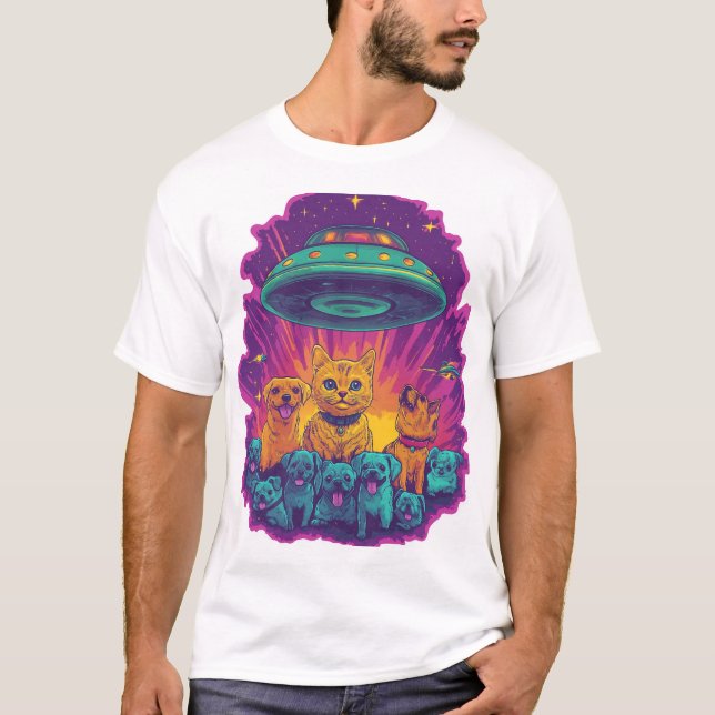 T-shirt Équipe d'enlèvement de chats  Sci-Fi drôle de chat (Devant)