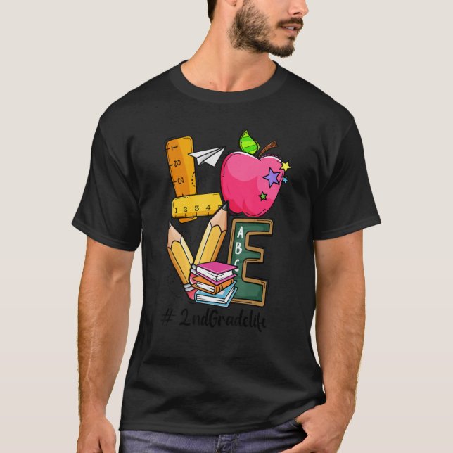 T-shirt Équipe d'enseignant d'amour de 2e année (Devant)