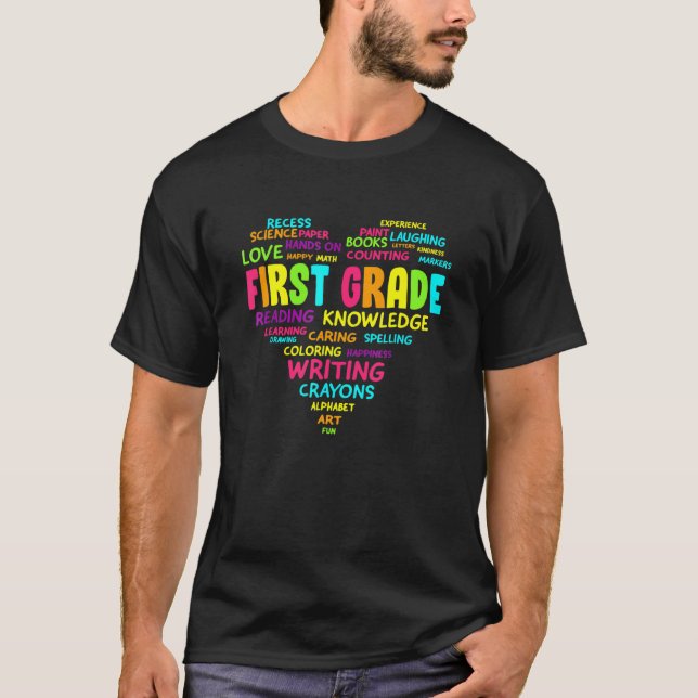 T-shirt Équipe d'enseignant de première année Heart Élève  (Devant)