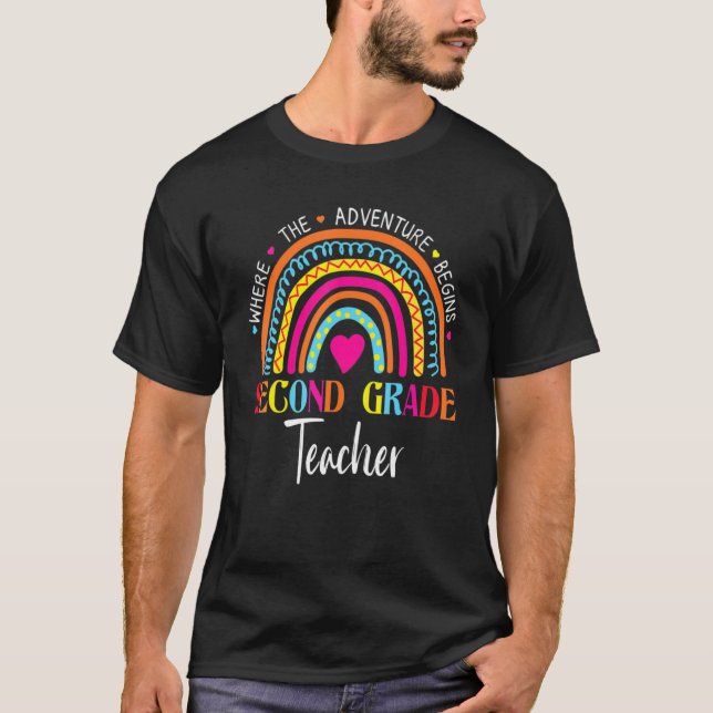 T-shirt Équipe d'enseignants de 2e année en arc-en-ciel (Devant)