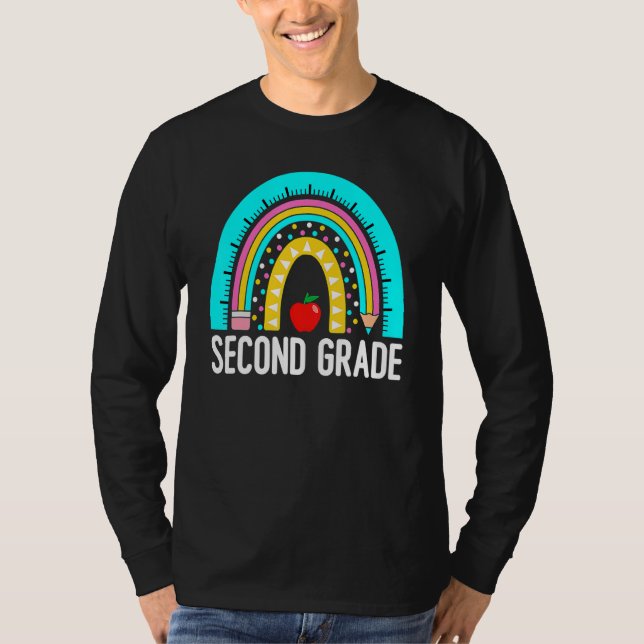 T-shirt Équipe d'enseignants de 2e année en arc-en-ciel (Devant)
