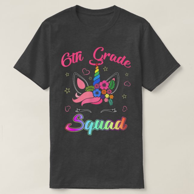 T-shirt Équipe d'enseignants de 6e année de l'Unicorn Reto (Design devant)