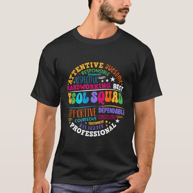 T-shirt Équipe d'enseignants et d'élèves Esol Squad de ret (Devant)