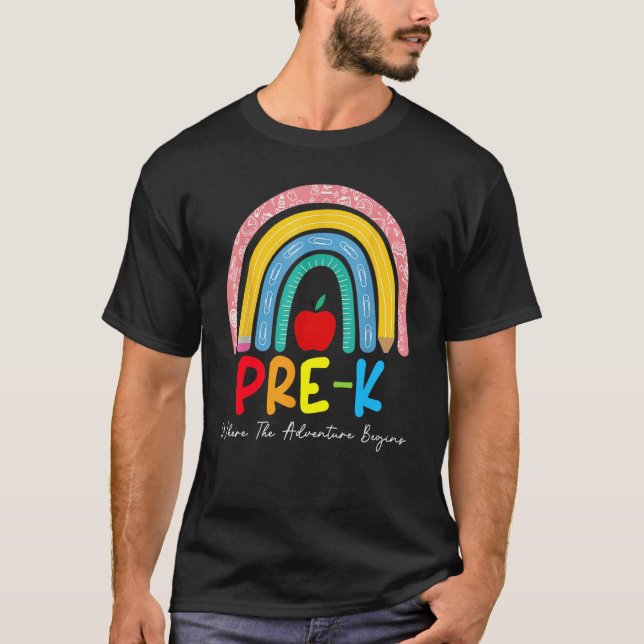 T-shirt Équipe d'enseignants Pré K Rainbow de deuxième ann (Devant)