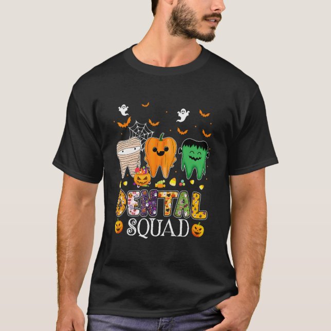 T-shirt Équipe Dentaire Fantôme Dentiste Halloween (Devant)
