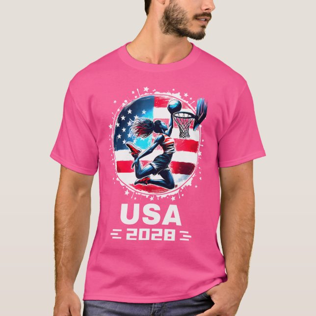 T-shirt Équipe des États-Unis d'Amérique 2028 Drapeau fémi (Devant)