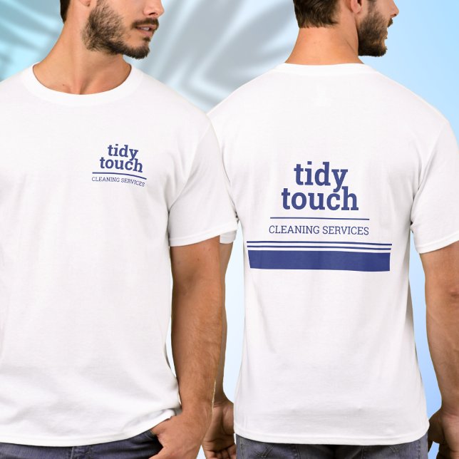T-shirt Équipe des services de nettoyage blanc bleu modern (Créateur téléchargé)