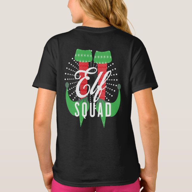 T-shirt Équipe des talons elfes Fêtes de Noël Nom (Dos)