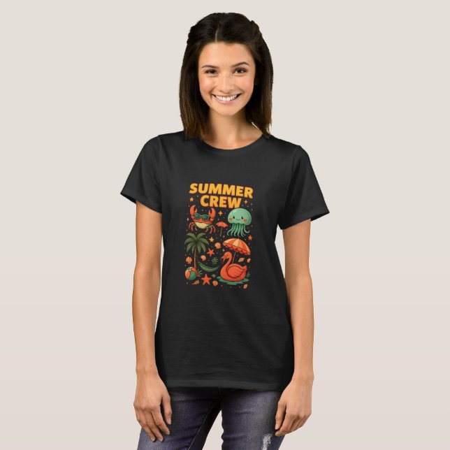 T-Shirt Équipe d'Été – Équipe de Plage de Dessin A (Devant entier)