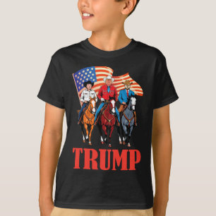 T-shirt Équipe drapeau américain Trump Cowboy chevauchant 