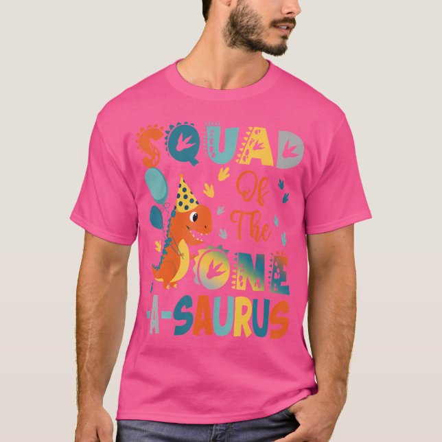 T-shirt Équipe Du 2 E Anniversaire De Un Saurus Dinosaure  (Devant)