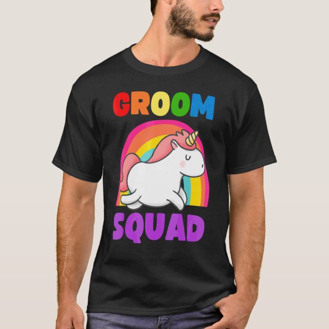 T-shirt Équipe du marié gay Licorne Lgbt Enterrement de vi (Devant)