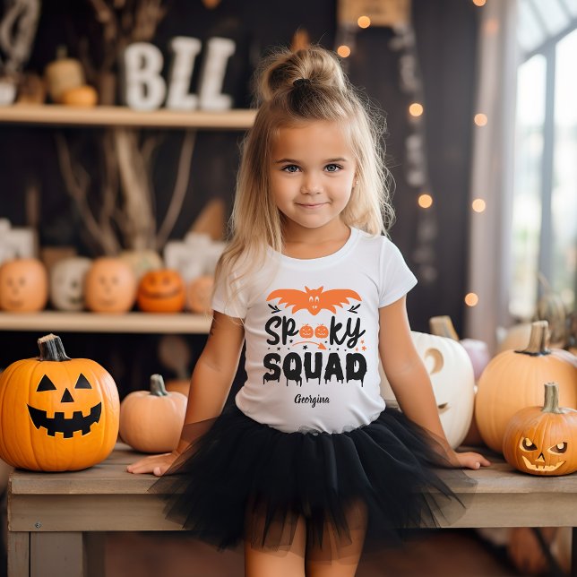 T-shirt Équipe éffrayante personnalisée Enfants de la sais (Spooky squad personalized Halloween season kids T-Shirt)