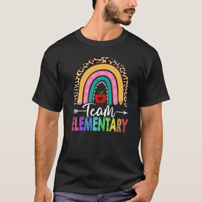 T-shirt Équipe Élémentaire Enseignant Rainbow Leopard Reto (Devant)