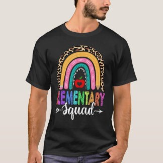 T-shirt Équipe Élémentaire Léopard Arc-En-Ciel Enseignant 