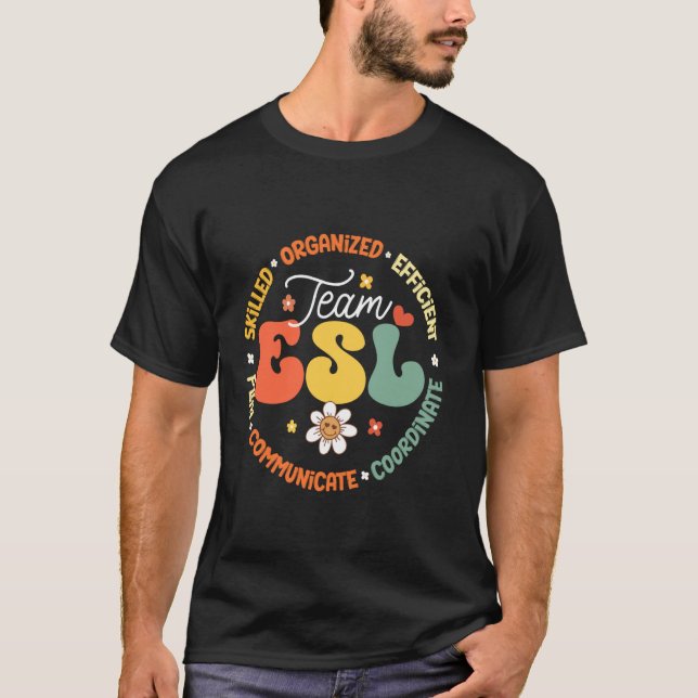 T-shirt Équipe Enseignant De L'ESL Anglais Comme Équipemen (Devant)
