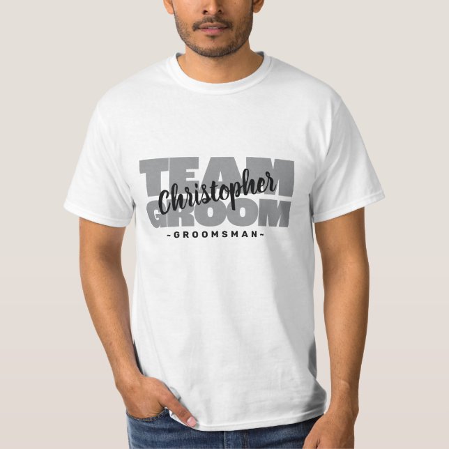 T-shirt Équipe EVJ Marié Nom du garçon d'honneur Gris (Devant)