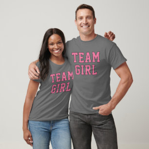 T-shirt Équipe Fille Rose sur Gris Révélation du Sexe