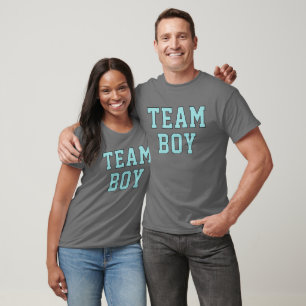 T-shirt Équipe Garçon Bleu Aqua sur Gris Révélation du Sex