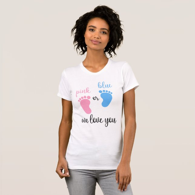 T-shirt Équipe Garçon Fille Genre Rose Ou Bleu Nous Vous A (Devant entier)