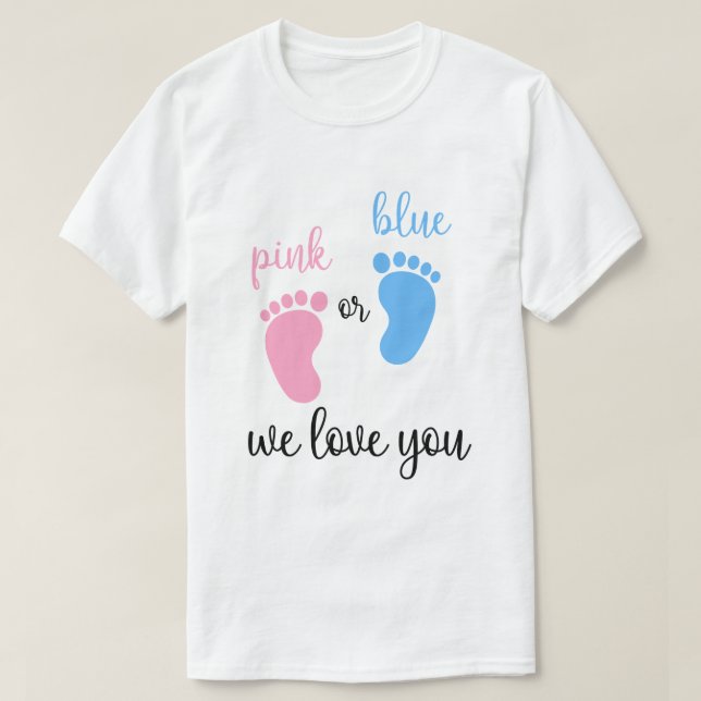 T-shirt Équipe Garçon Fille Genre Rose Ou Bleu Nous Vous A (Design devant)