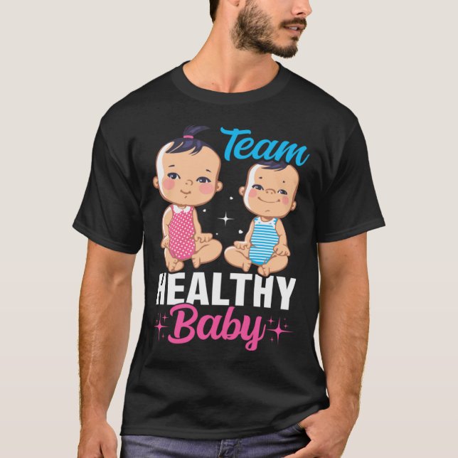 T-shirt Équipe Heathy Baby Genre Faire-part Grossesse Re (Devant)