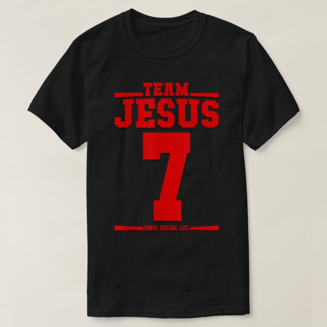 T-shirt Équipe Jésus Jersey 7 Son Nom Est Pouvoir Guérir L (Design devant)