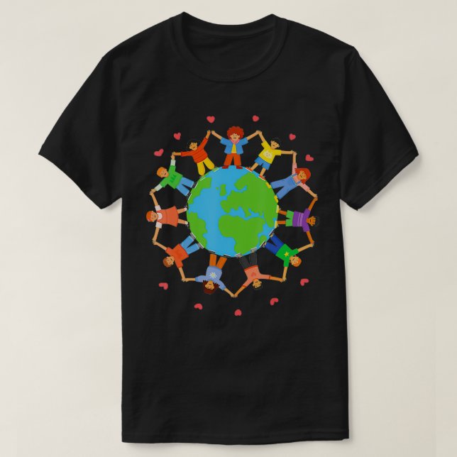 T-shirt Équipe jour des terres Enfants dans le monde entie (Design devant)