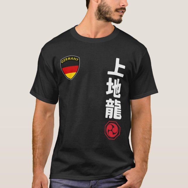 T-shirt Équipe Karate Uechi Ryu Allemand Drapeau Martial J (Devant)