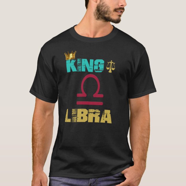 T-shirt Équipe King Libra Man Libra Né En Septembre Octobr (Devant)
