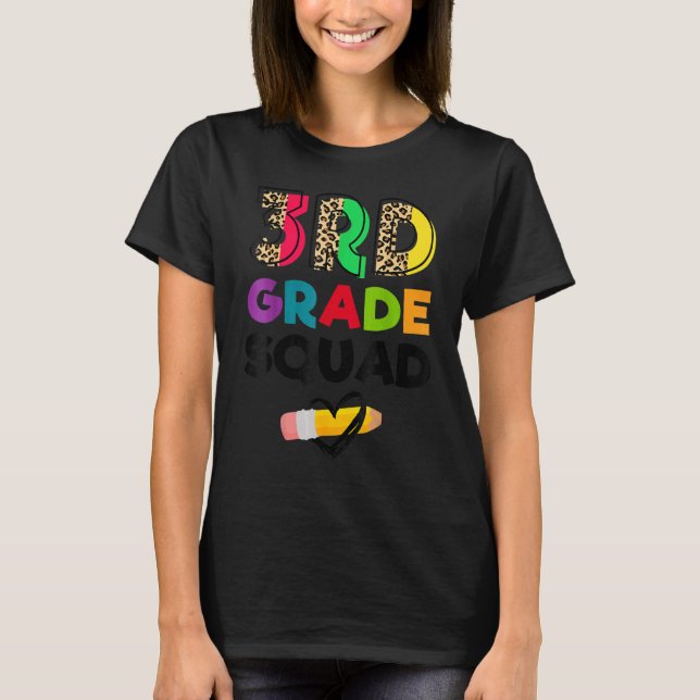 T-shirt Équipe Leopard de 3e année Enseignants de 3e année (Devant)