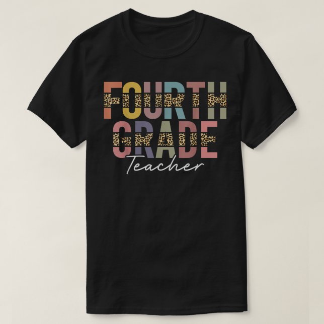 T-shirt Équipe Leopard de 4e année Équipe de quatrième ann (Design devant)