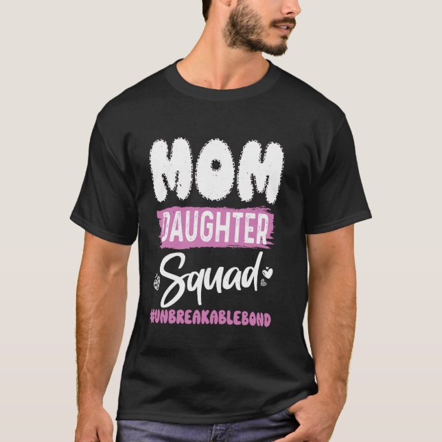 T-shirt Équipe Maman Fille Lien Indestructible Léopard Pou (Devant)