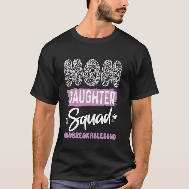 T-shirt Équipe Maman Fille Lien Indestructible Léopard Pou (Devant)