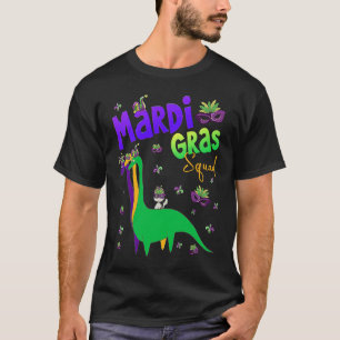 T-shirt Équipe Mardi Gras Dinosaure Mignon Chat Carnaval F