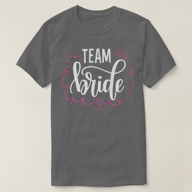 T-shirt Équipe Mariée  Cœur Rose  (Design devant)