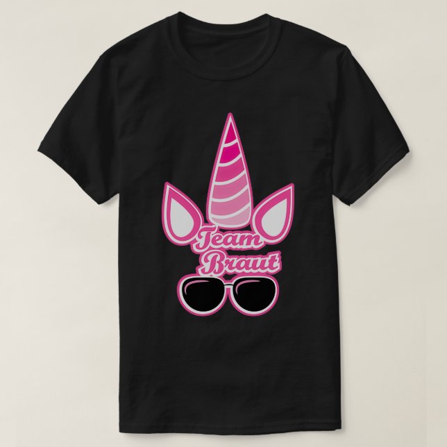 T-shirt Équipe mariée licorne (Design devant)