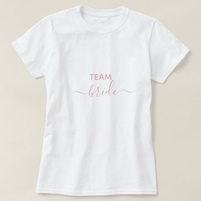 T-shirt Équipe Mariée Rose Blush Enterrement de Vie de Jeu (Design devant)