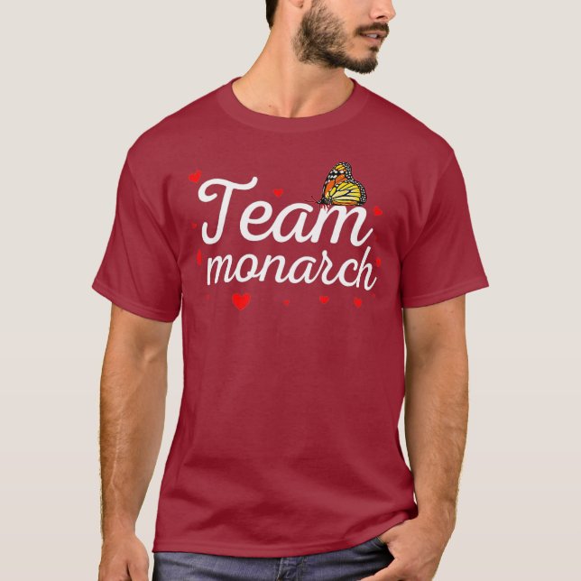 T-shirt Équipe Monarch mignon Monarque papillon Coeurs amo (Devant)