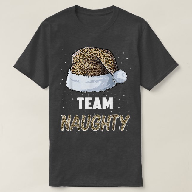 T-shirt Équipe Naughty Père Noël léopard casquette Pajamas (Design devant)