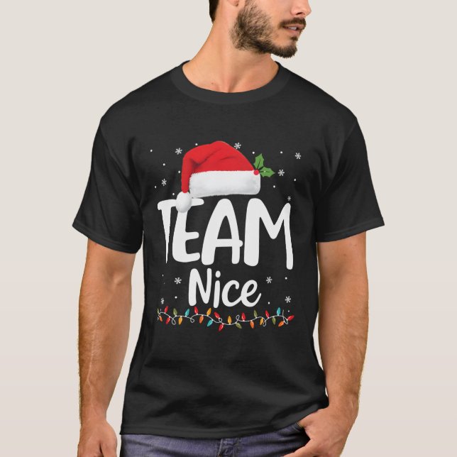 T-shirt Équipe Nice Chemise Funny Naughty Nice Père Noël N (Devant)