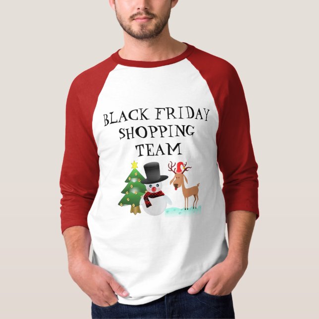T-shirt Équipe noire d'achats de Noël de vendredi (Devant)