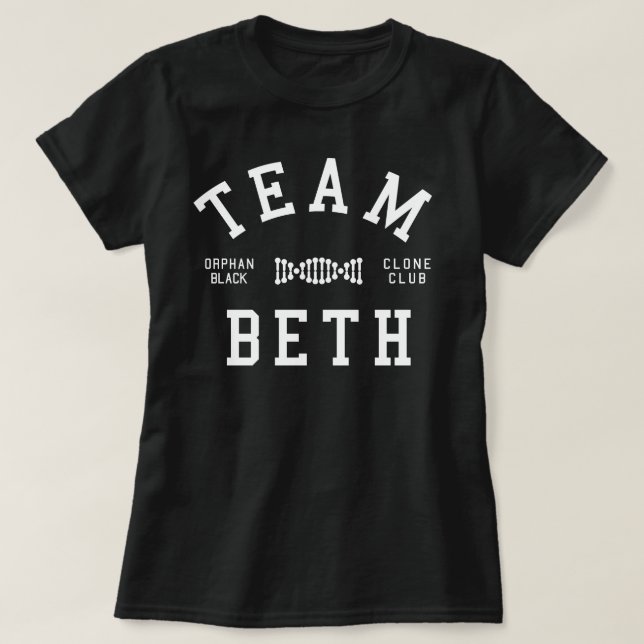 T-shirt Équipe noire orpheline Beth (Design devant)