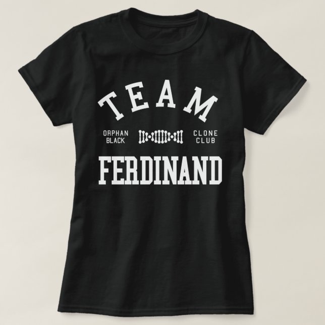 T-shirt Équipe noire orpheline Ferdinand (Design devant)